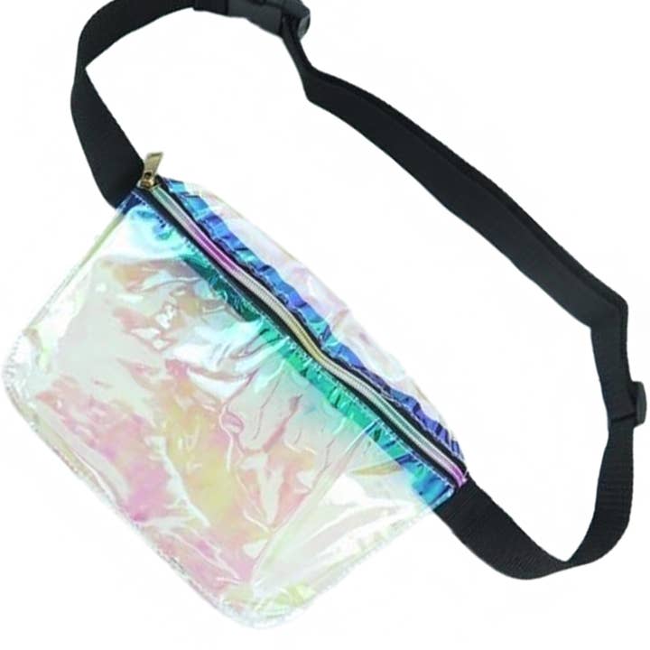 Cubic Iridescent Clear Holographic PVC Fanny Pack for wholesale on Faire5