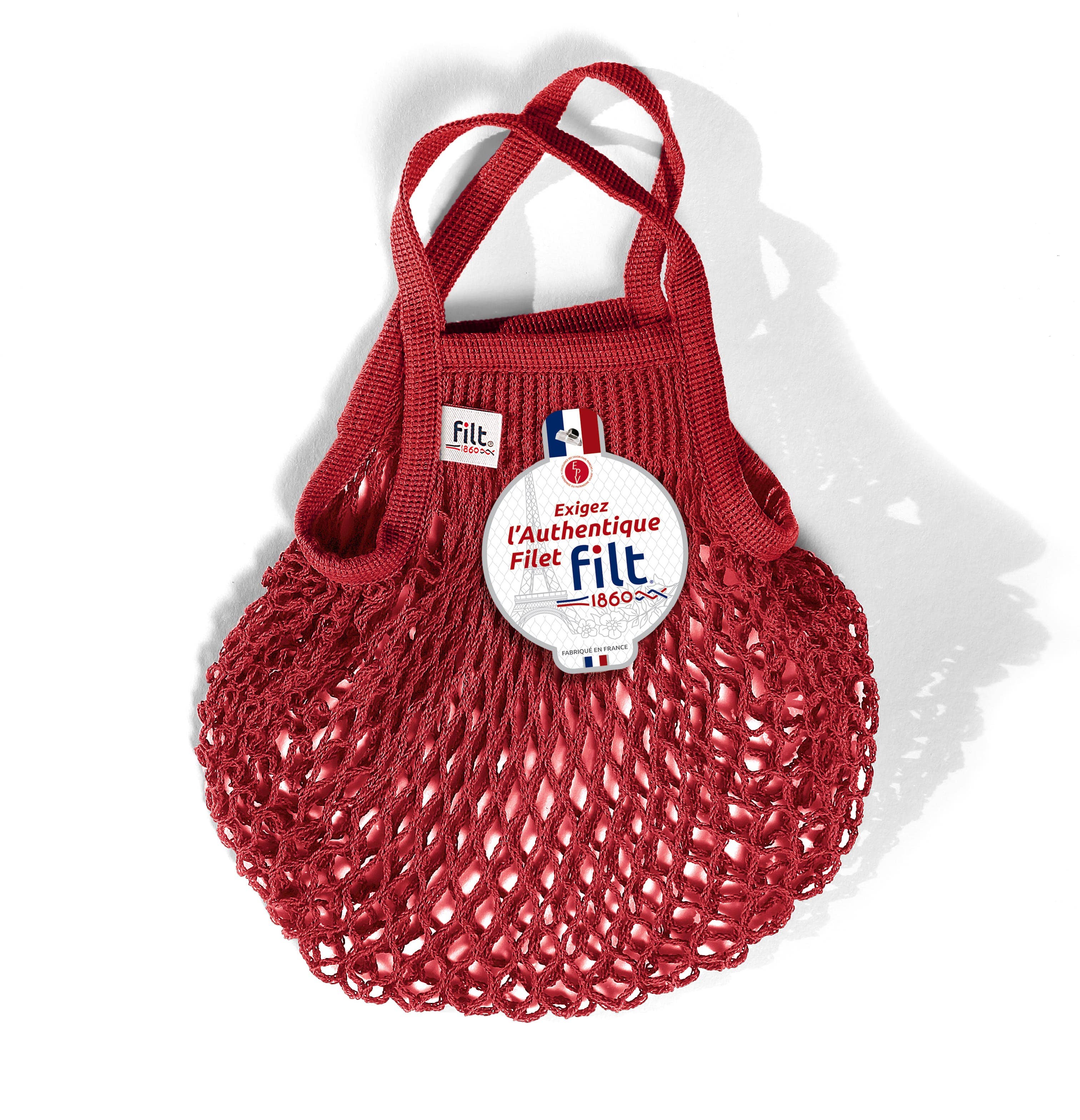 Filt1860 - Wholesale Grocery/Shopping Bag - Net shopping bag Rouge size mini