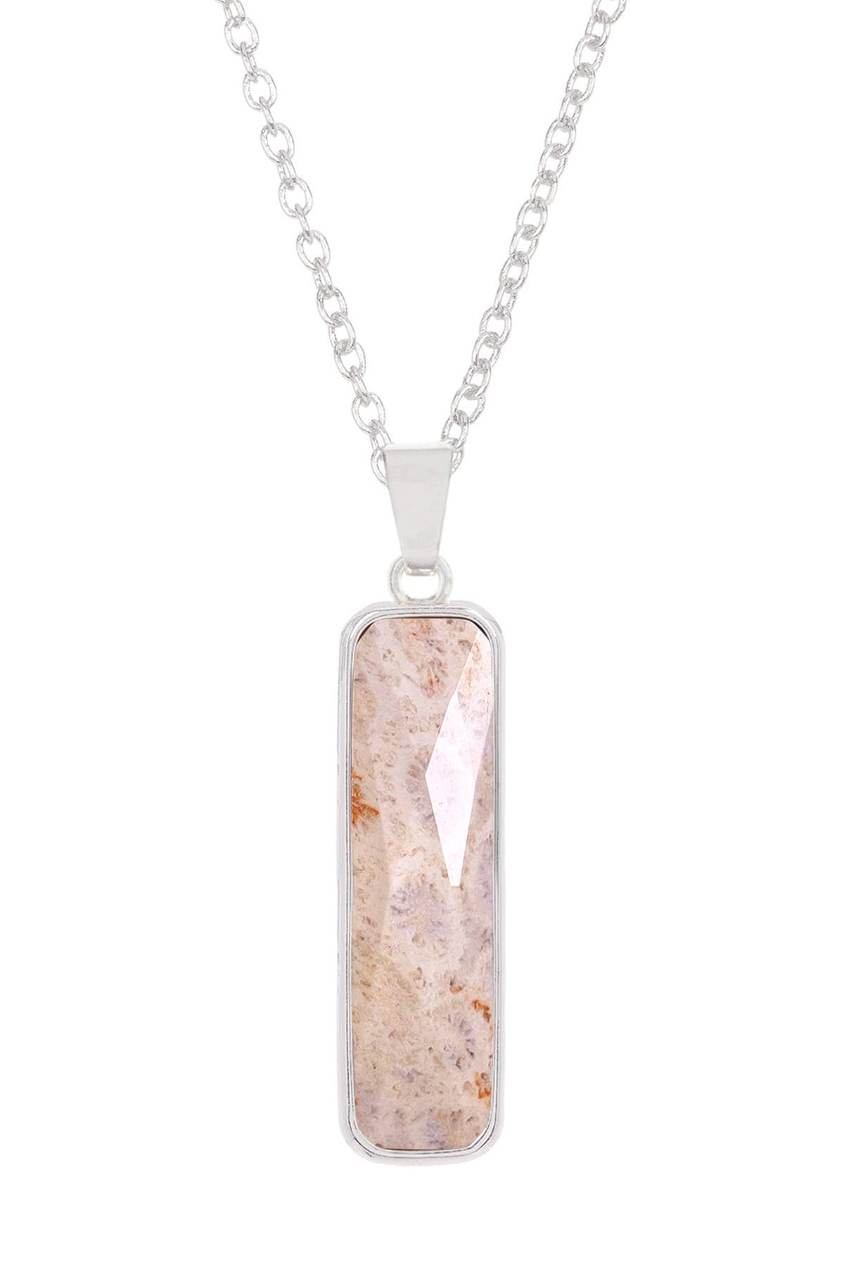 Zoey Simmons - Wholesale Pendant/Charm Necklace - Lily Fossil Rectangle Necklace - SF