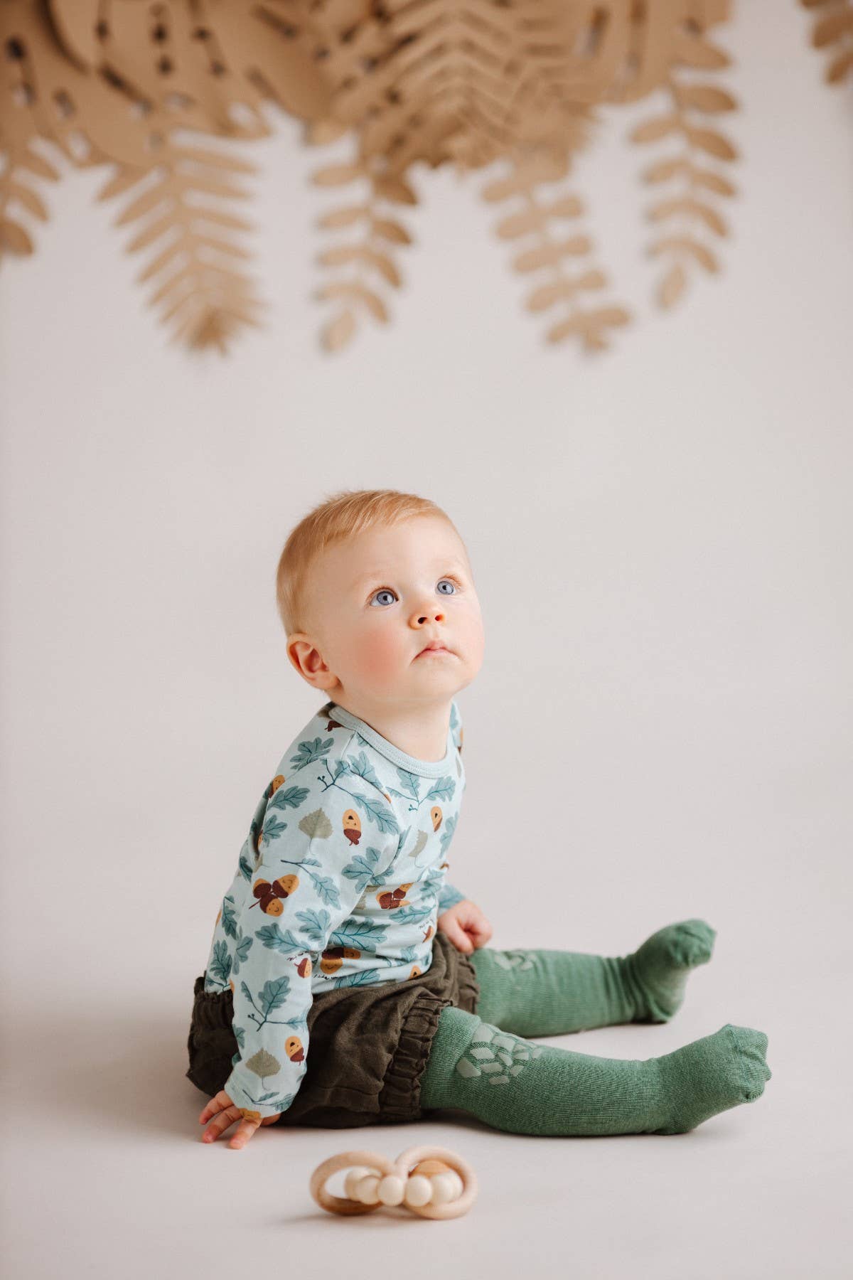 Olie the Curious - Wholesale Socks - Kids - Green Forest Tales Crawling Tight6