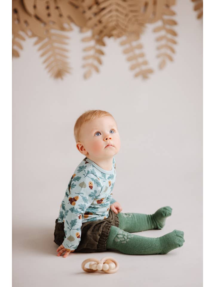 Olie the Curious - Wholesale Socks - Kids - Green Forest Tales Crawling Tight6