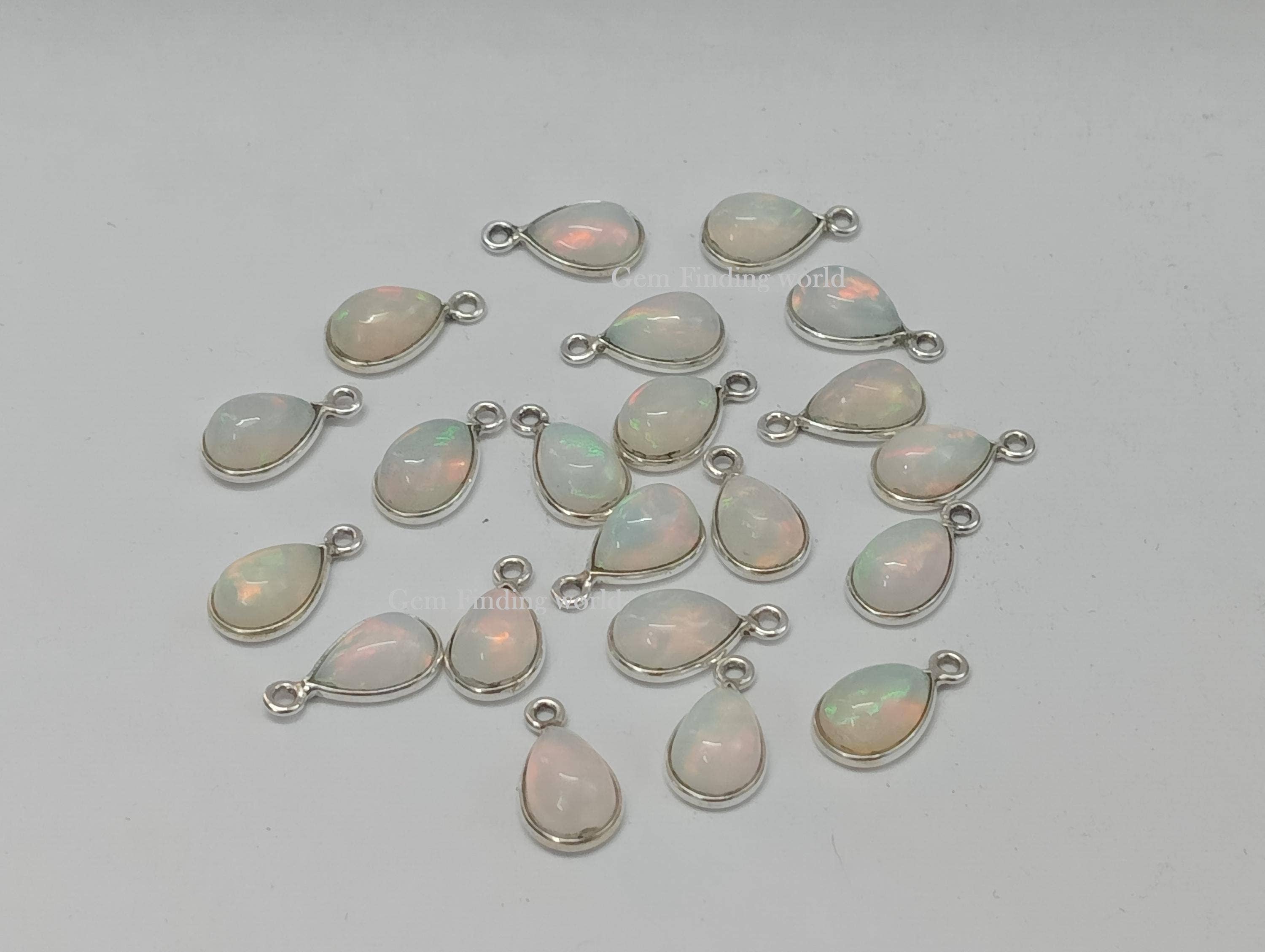 Rishi Jewelry – wholesale Individual charm/pendant – Ethiopian Opal Gemstone Charm Pendant Silver Connector5