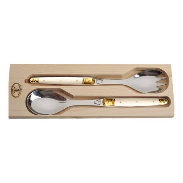 The French Farm - Wholesale Dinnerware Set - Jean Dubost Salad Servers with Ivory Colored Handles