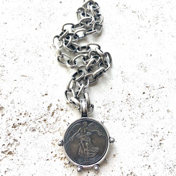 VB&CO Designs Handmade Jewelry - Wholesale Pendant/Charm Necklace - Medallion French Angel coin necklace boutique jewelry4