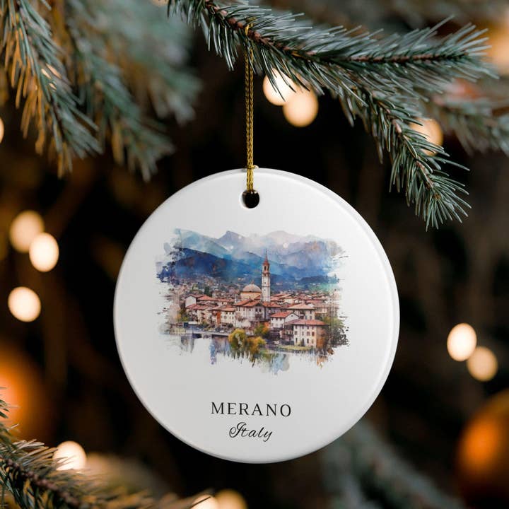 Premium Travel Art - Wholesale Ornament - Merano Italy Ornament: Unique Merano Souvenir, Merano IT Xmas Decor, and Authentic Merano Italy Gift0