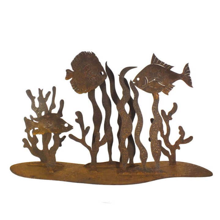 Overwrought - Wholesale Outdoor ornament/decor - Fish in Seaweed Stand Garden Art