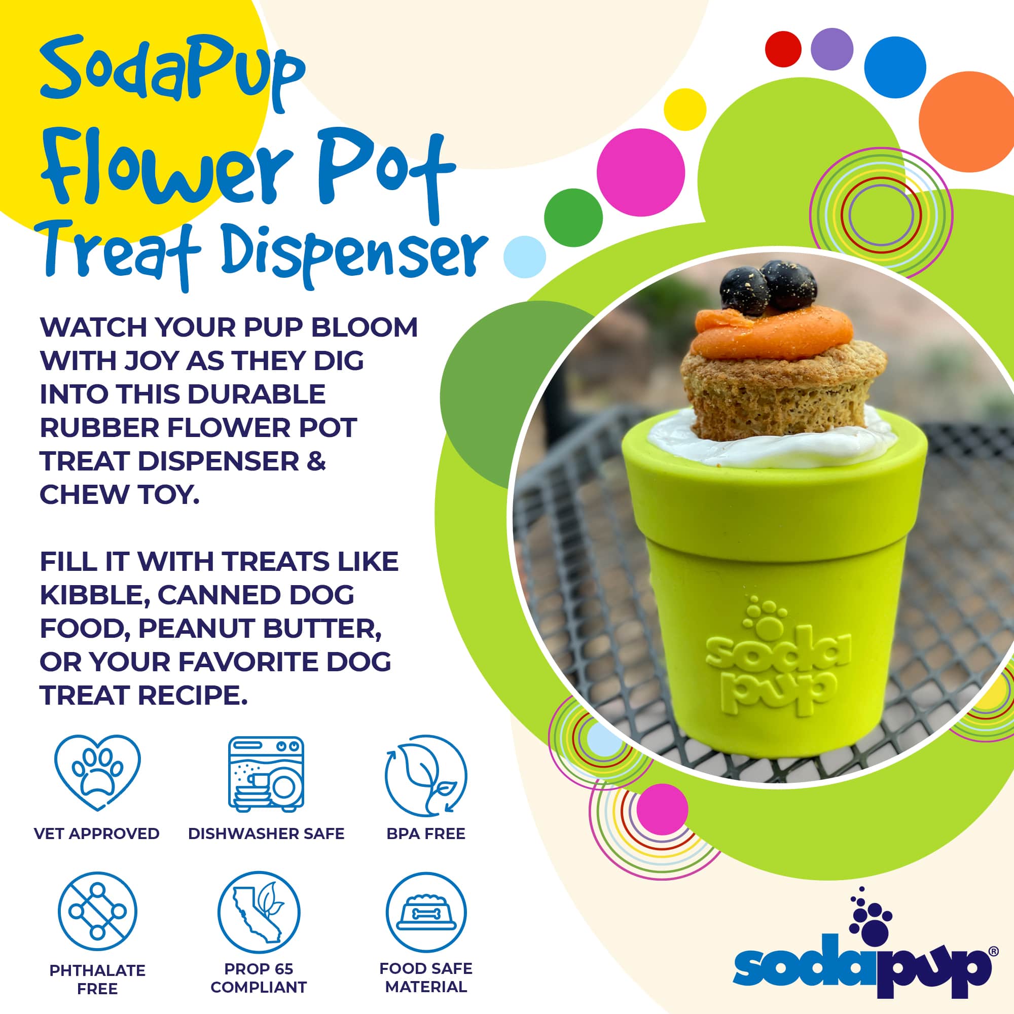 SodaPup Dog Toys – wholesale Pet treat jar – Dog – Flower Pot Durable Rubber Treat Dispenser & Enrichment4