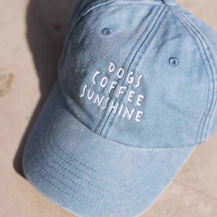 Lieblingspfote - Venta al por mayor Gorra de béisbol - Unisex - Gorra de denim vintage con bordado 'DOGS COFFEE SUNSHINE'3