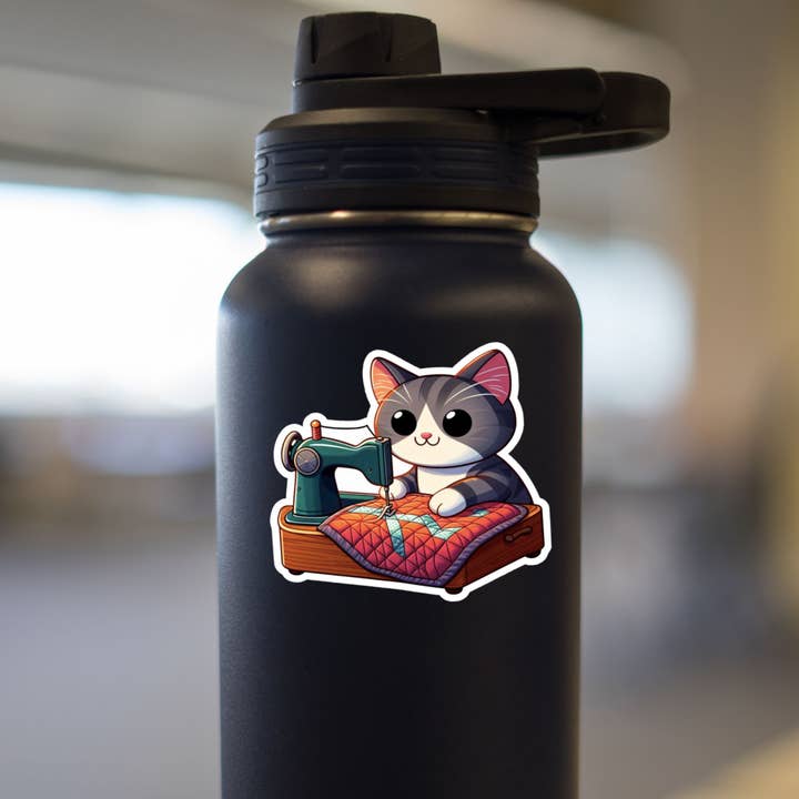 Roxanne Johnston Designs - Wholesale Sticker - Gray Cat Quilting1