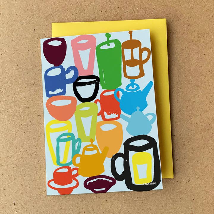 'Coffee & Tea' Greeting Card for wholesale by RUDE