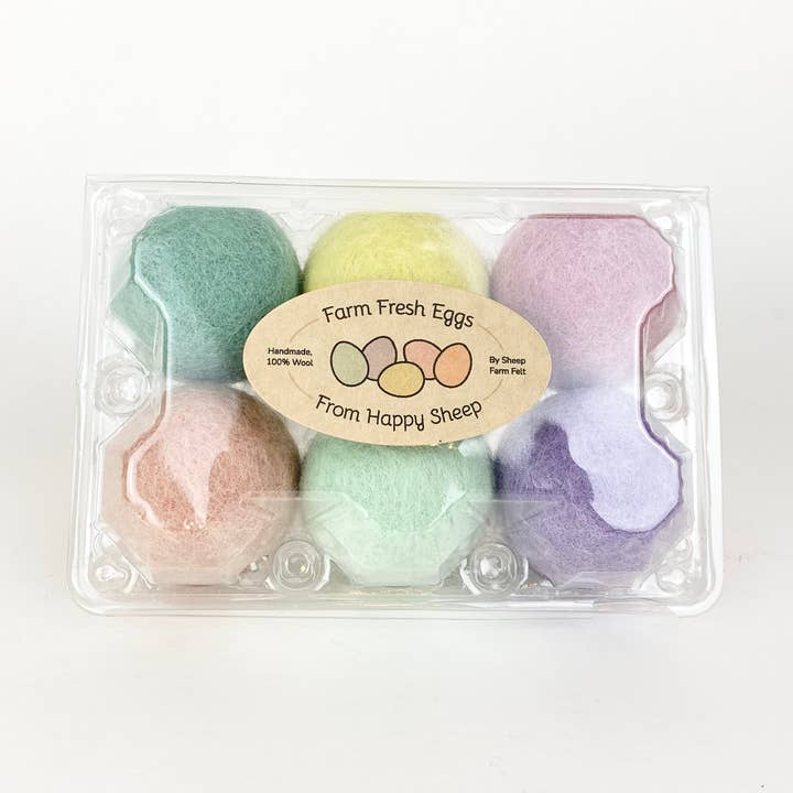 Felt eggs- Pastel Collection for wholesale by Sheep Farm Felt