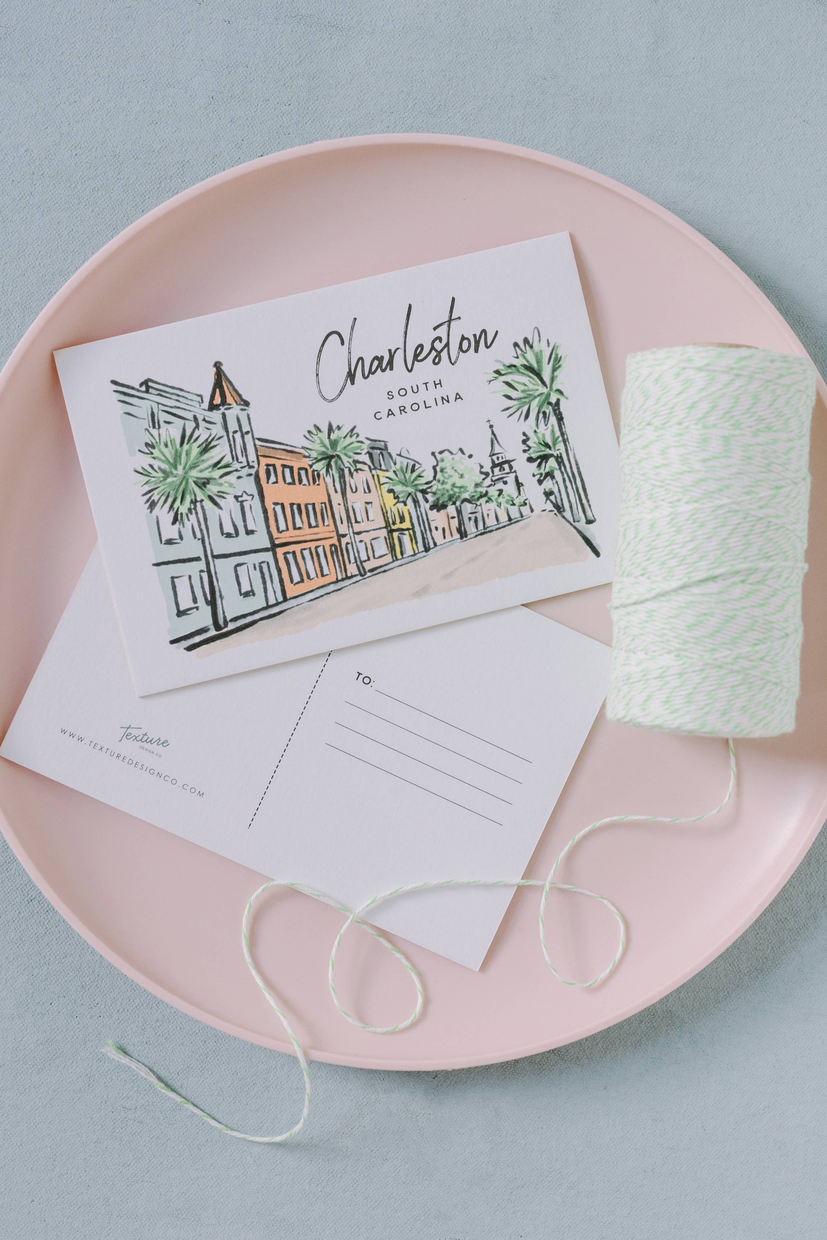 Texture Design Co – Engroshandel Postkort – Charleston Postkort - Sherbet Streets Samling4