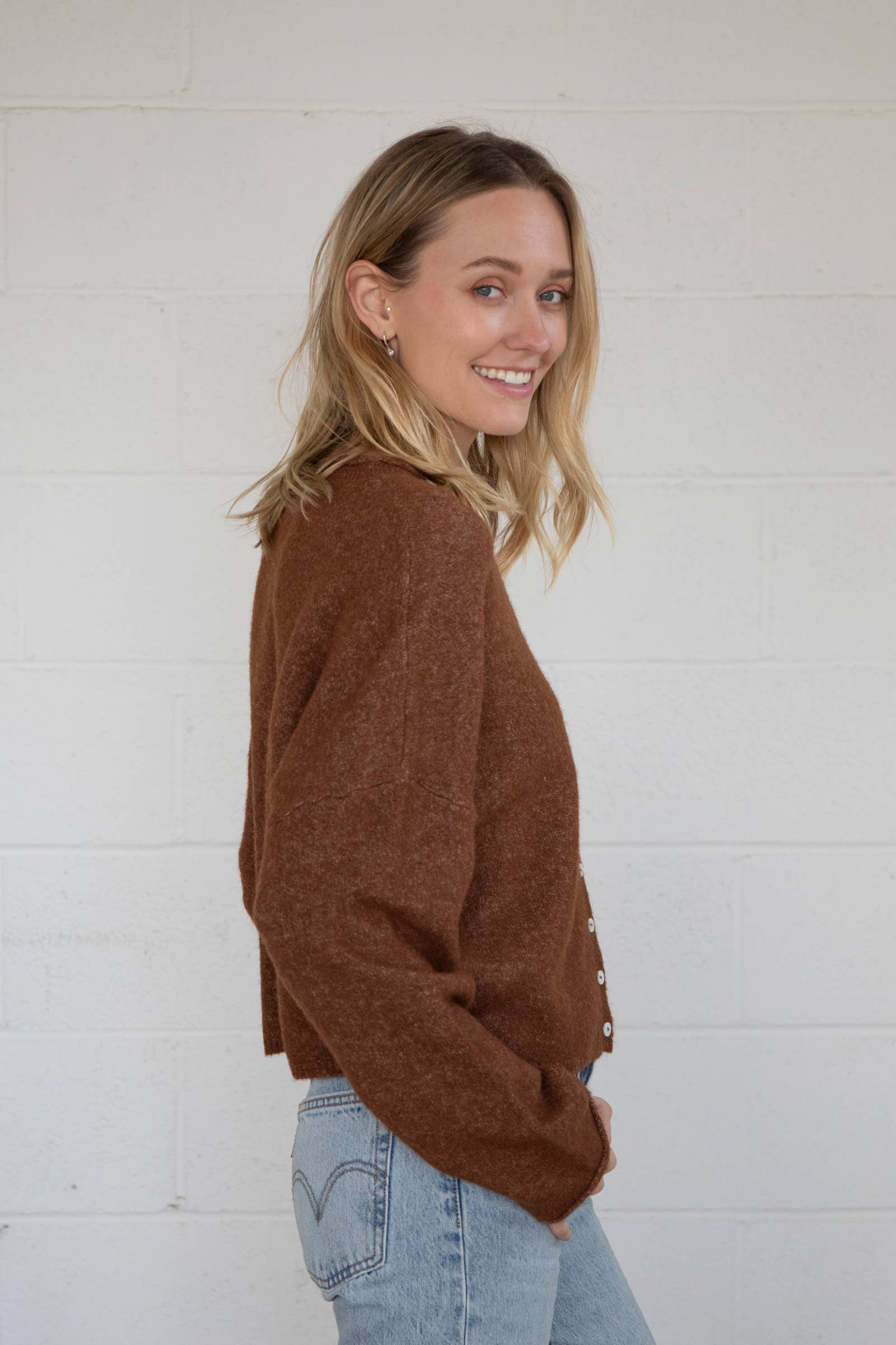 Brown Piper Cardigan for wholesale on Faire2