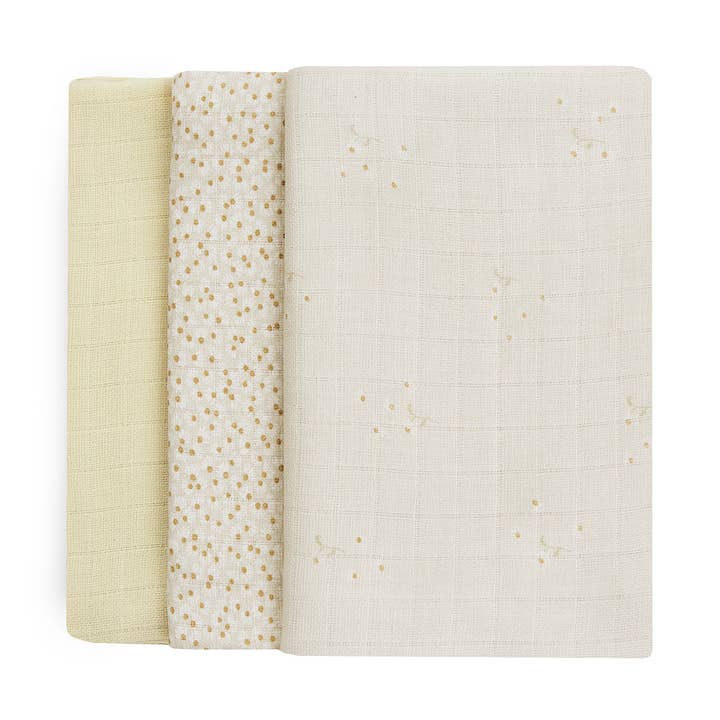 Organic Baby Muslin Squares Set of 3 - Wild Chamomile for wholesale by Avery Row