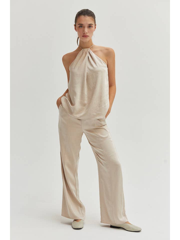 CREAM CT9349 - Maria Satin Halter Top for wholesale on Faire
