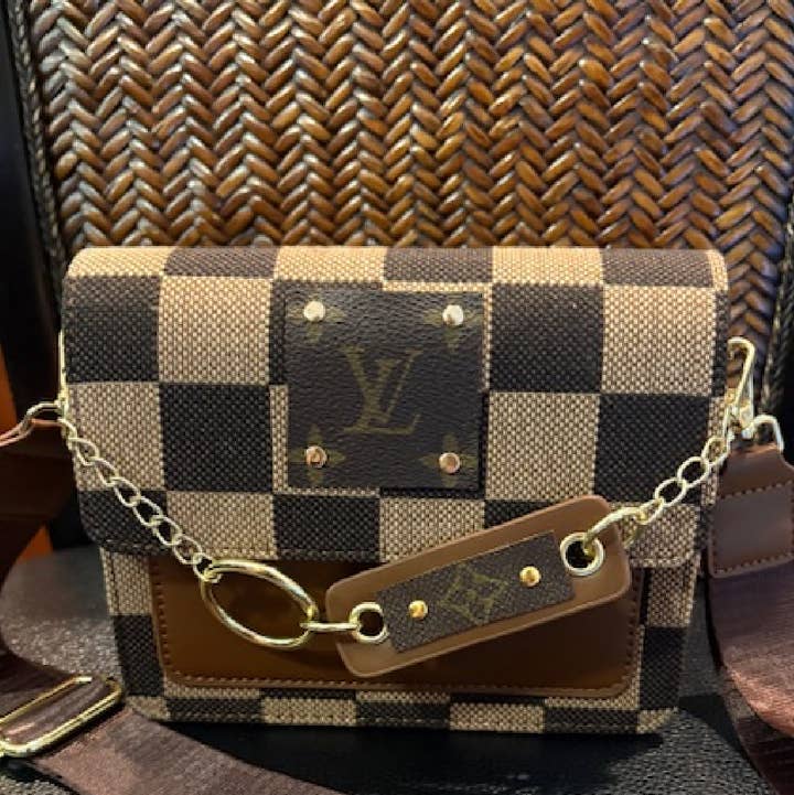 Embellish Your Life - Wholesale Crossbody Bag - Women's - Upcycled Checker Chained Crossbody Bag6