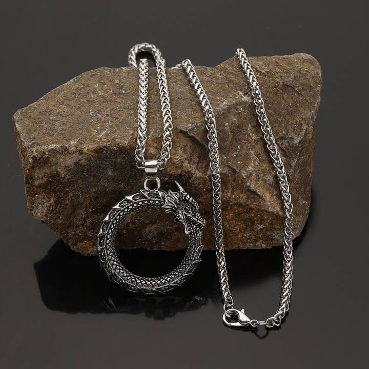 SALINA TRADING INC - Wholesale Pendant/Charm Necklace - Viking Dragon Pendant Necklace Stylish Men's Jewelry4