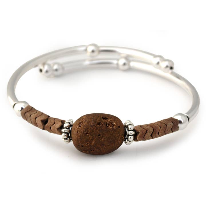 Brown Electroplated Druzy Solitaire Bracelet for wholesale by Crazyartgrrl Jewelry