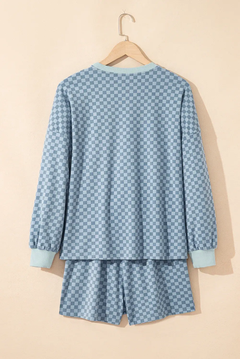 FULL TIME PURCHASE - Wholesale Lounge Set - Women's - Checkerboard Long Sleeve Pullover and Shorts Set18