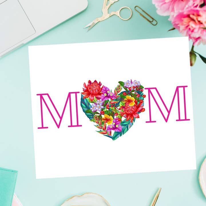 Tarjeta para el Día de la Madre con forma de corazón floral para venta al por mayor de Infectious Design Co.