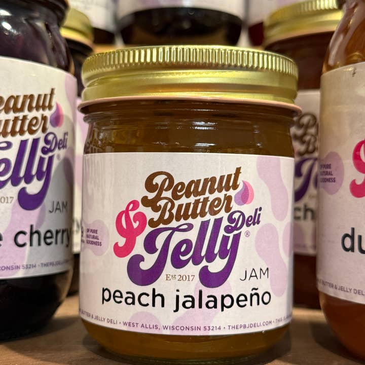 Peach Jalapeno Jam - 9 oz for wholesale by Peanut Butter & Jelly Deli