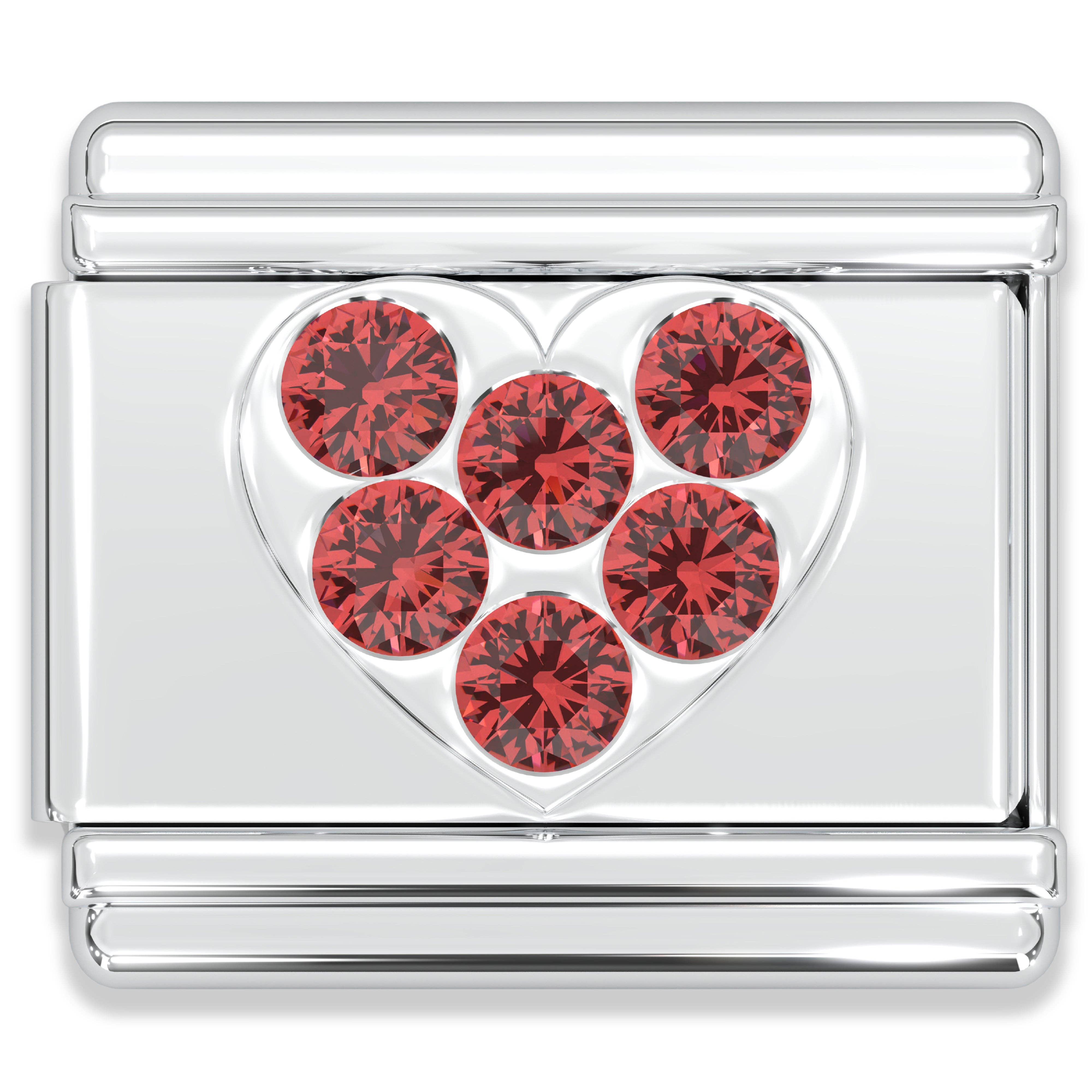 Natalia - Wholesale Individual Charm/Pendant - Italian Charm Bracelet Charms - Rhinestone Heart Links0