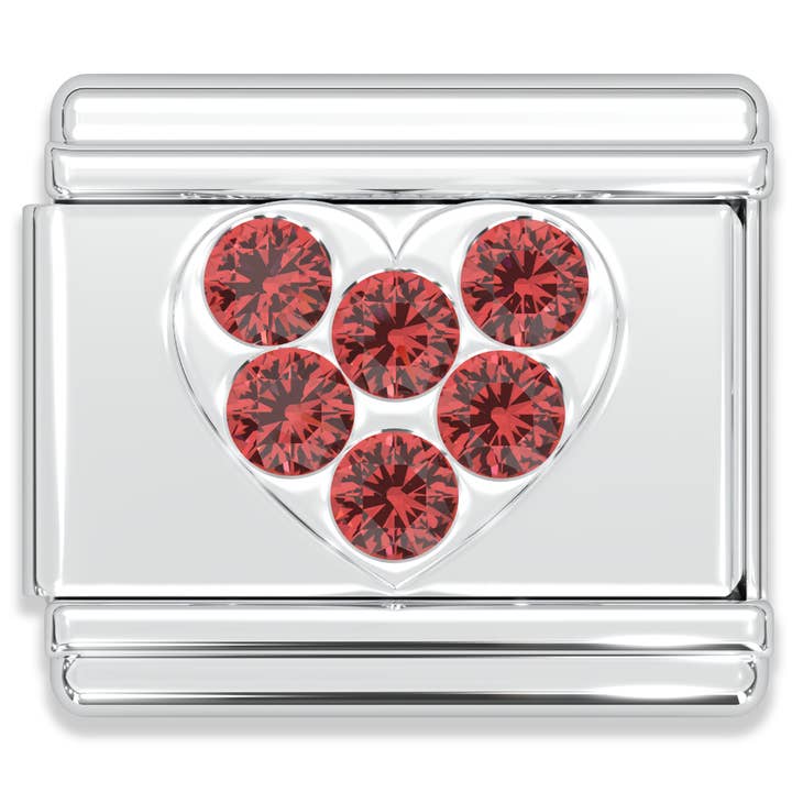 Natalia - Wholesale Individual Charm/Pendant - Italian Charm Bracelet Charms - Rhinestone Heart Links