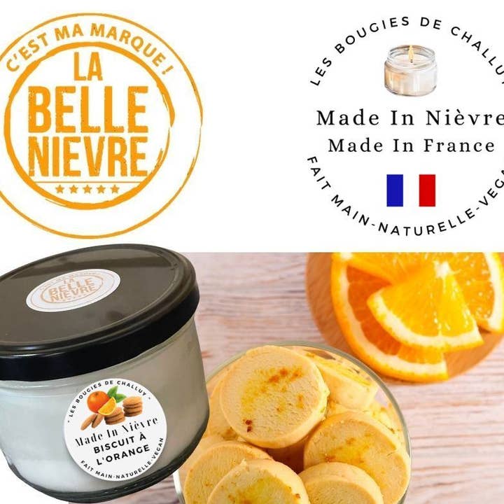 Vela « Galletas de naranja » hecha en Nièvre para venta al por mayor de LES BOUGIES DE CHALLUY
