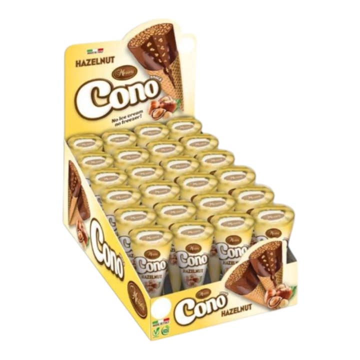 Messori Cone Wafer snack
With hazelnut cream 24 mini cones in a box 25g x24 = 600g for wholesale by Made in eatalia