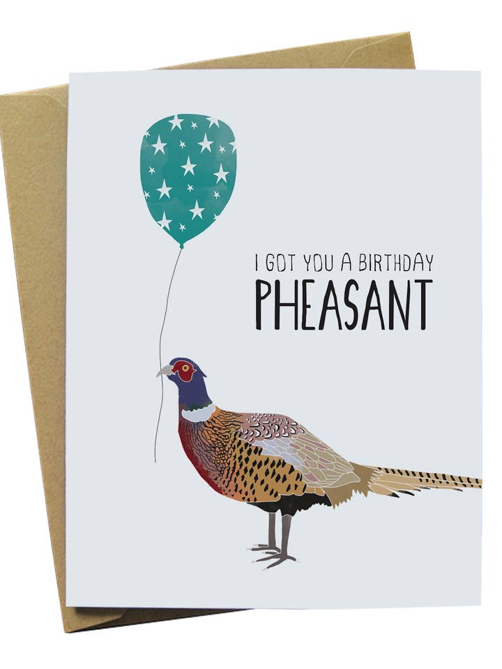 Carte d'anniversaire de faisan pour la vente par Paper Wolf Design