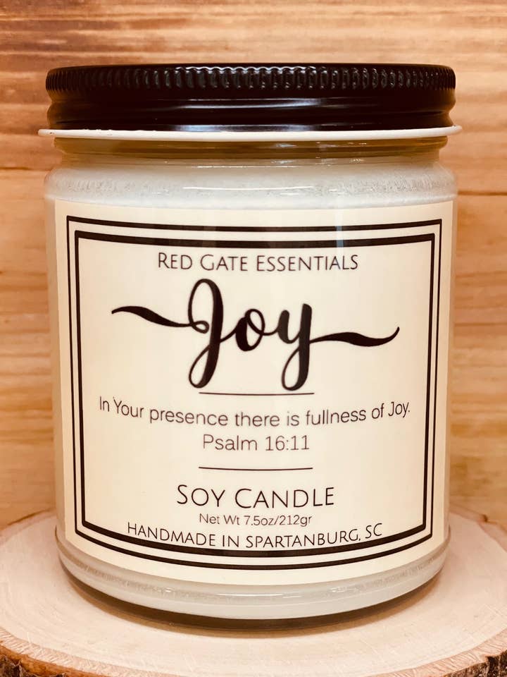 Joy, Inspirational, Scripture Soy Candle for wholesale by Red Gate Essentials