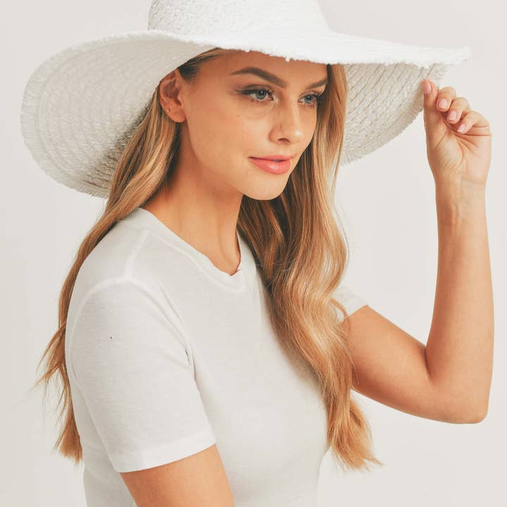 MiMi Wholesale - Wholesale Straw Hat - Women's - MH0095 Floppy Straw Sun Hat with Frayed Edges7
