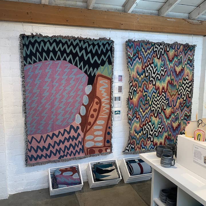 OPEN EDITIONS – wholesale Throw blanket – Woven Cotton Blanket // She Wore Skyblue // Jordan Ann Craig