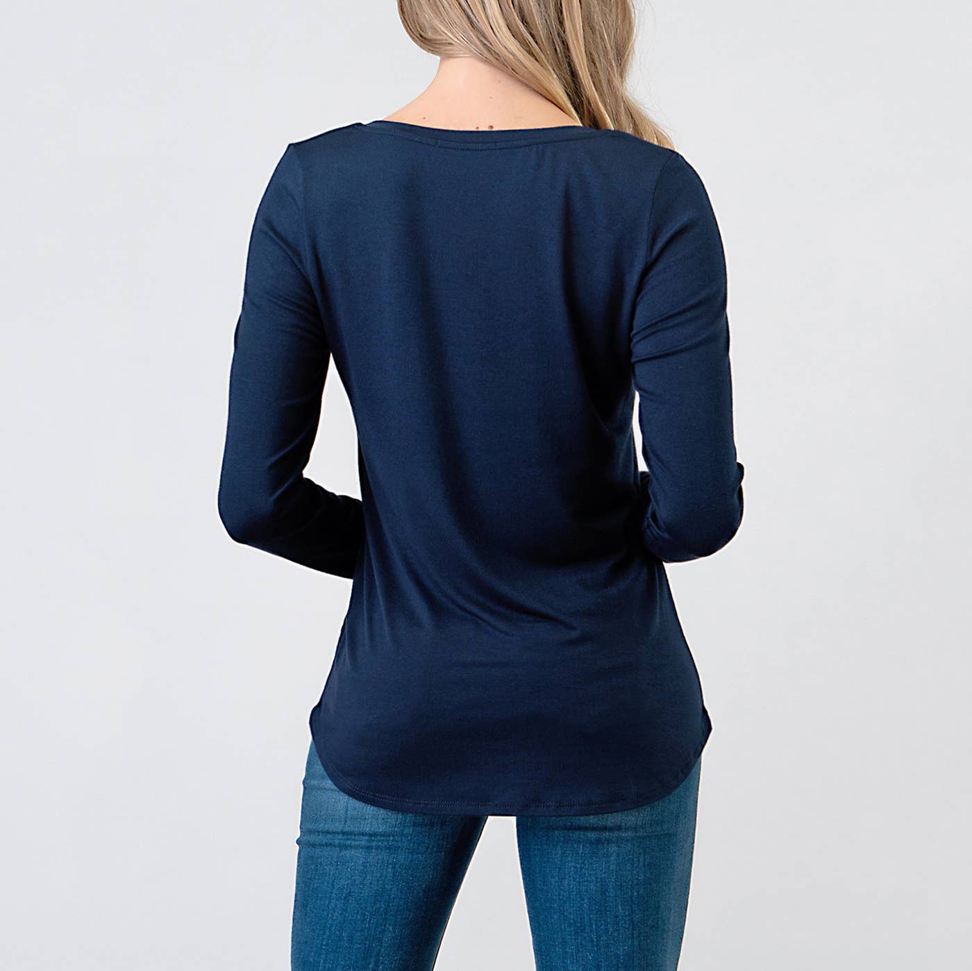 Heimious - Wholesale T-Shirt - Women's - Modal Long Sleeve V-neck Relaxed Fit T-shirt, T2498