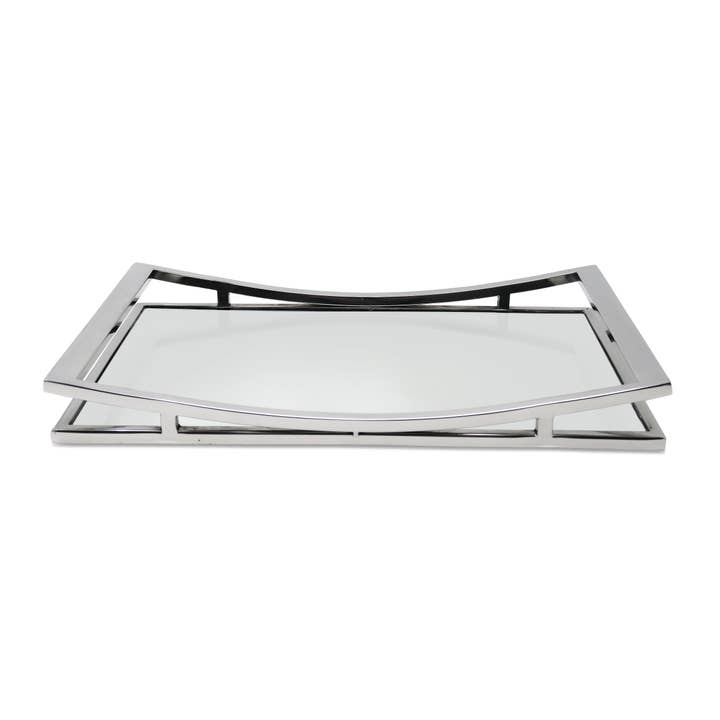 CLASSIC TOUCH DECOR INC. - Wholesale Decorative Tray - Rectangle Mirror Tray with Silver Walls (2 sizes)4