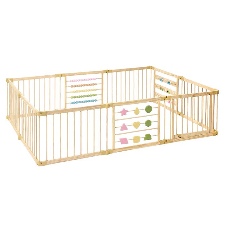 ZETY Natural Wood Playpen with Toys (10-Panel for wholesale by TYZE