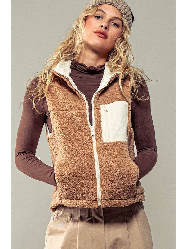 Urban Daizy - Wholesale Outerwear Vest - Women's - Dual Fleece Zipper Vest