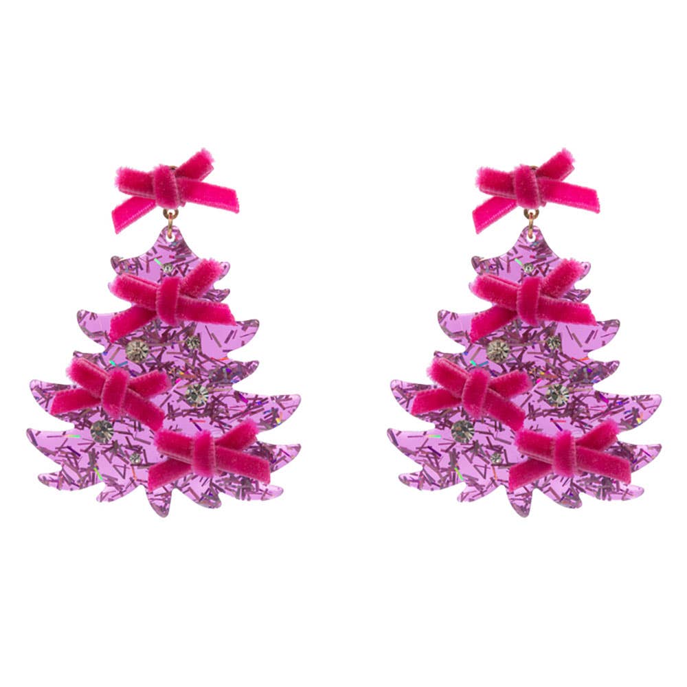 Sensibling Corp. - Vente Boucles d'oreilles pendantes - Boucles d'oreilles pendantes arbre de Noël ornées de nœuds3