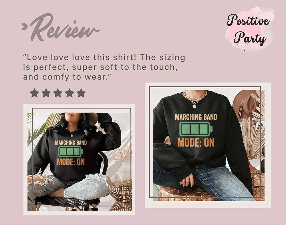 PositiveParty - Wholesale Screen Printed T-Shirt - Women's - Marching Band Mode: On Shirt, Marching Band Lover Gift8