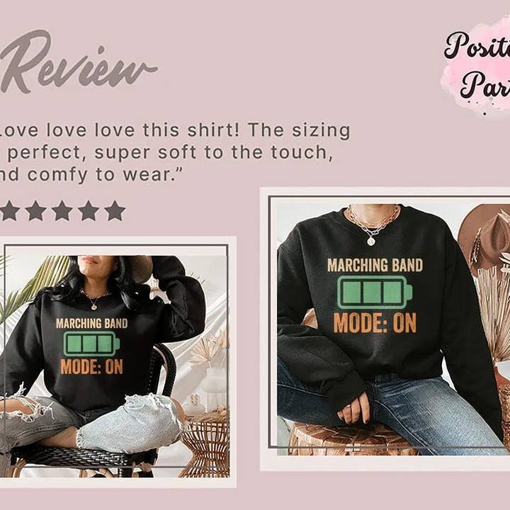 PositiveParty - Wholesale Screen Printed T-Shirt - Women's - Marching Band Mode: On Shirt, Marching Band Lover Gift8