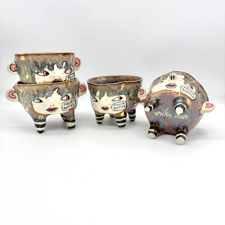 Little Lady Pollen Sniffer Slipcast Porcelain Planter for wholesale by Erika Rier