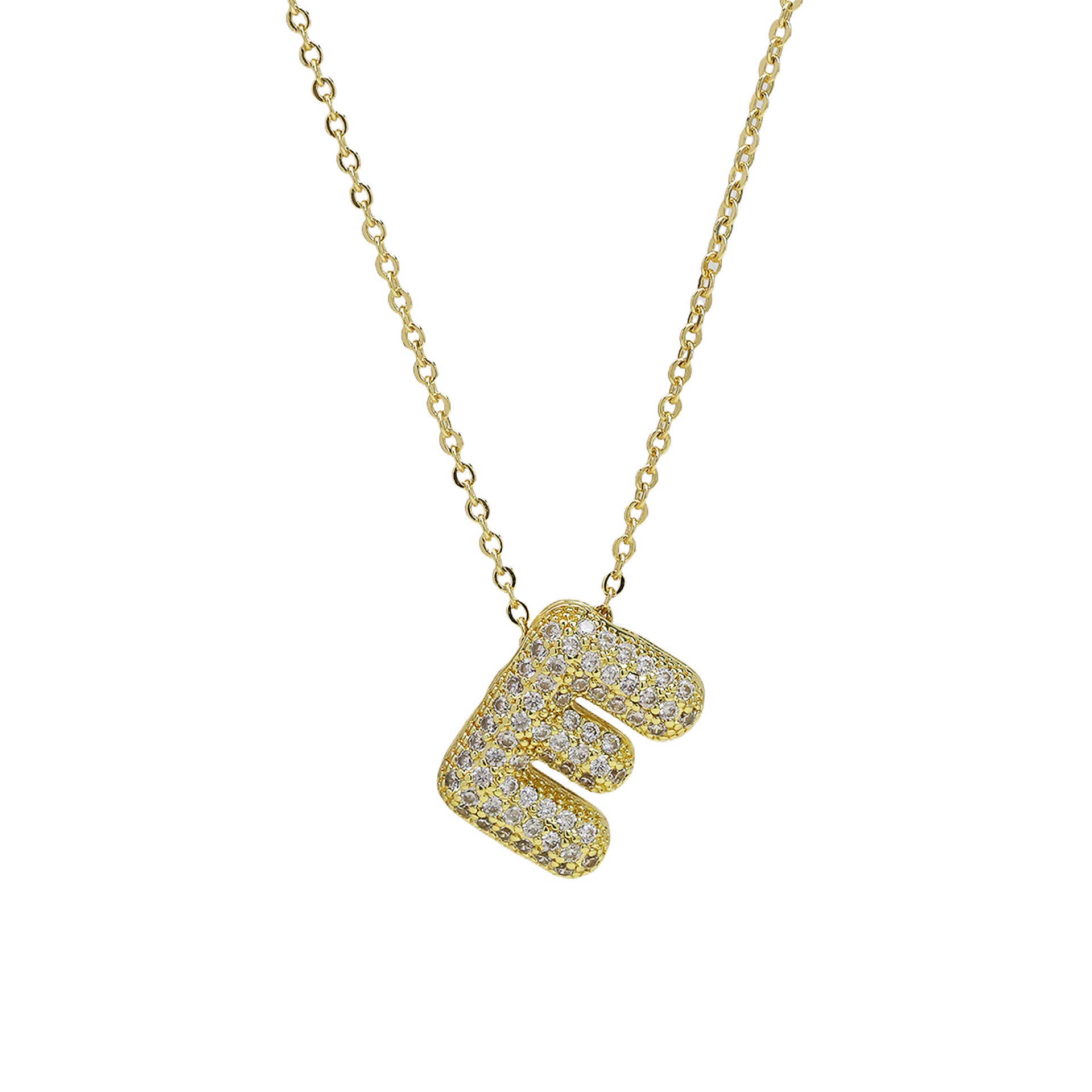 Savvy Bling - Wholesale Pendant/Charm Necklace - Initial CZ Balloon Bubble 18K Gold Necklace36