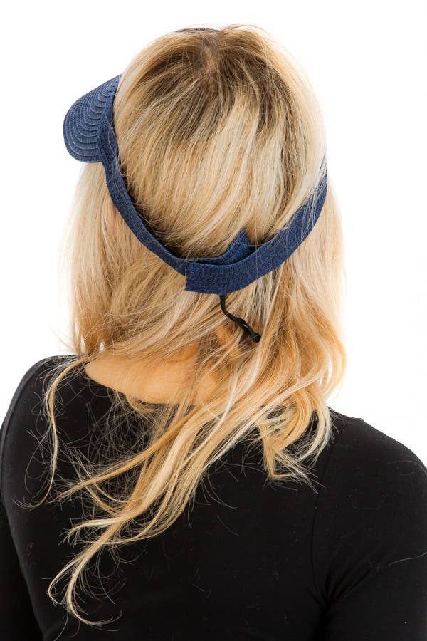 Cap Zone – wholesale Visor – Women's – Petite Solid Color Roll-Up Paper Straw Sun Visor1