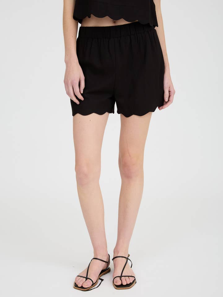Blu Pepper - Wholesale Shorts - Women's - HIGH WAIST SCALLOP TRIM MINI SHORTS