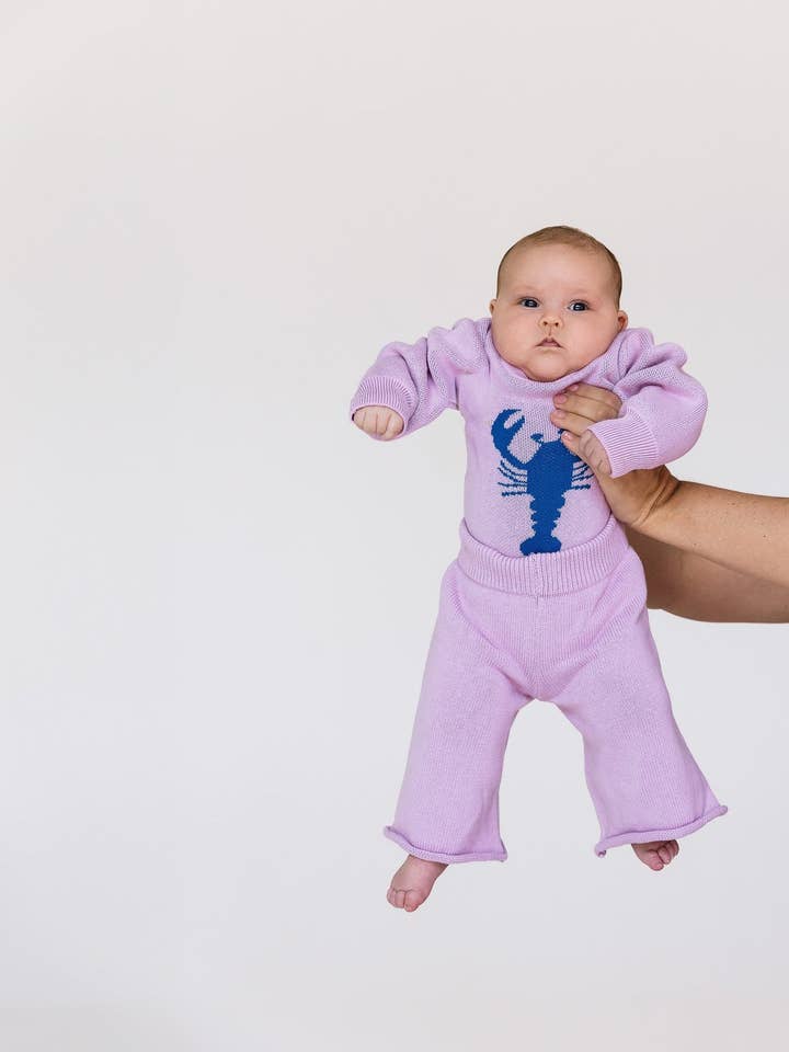 Angus The Label - Wholesale Jumpsuit – Baby - Knit Lobster Romper- Purple2