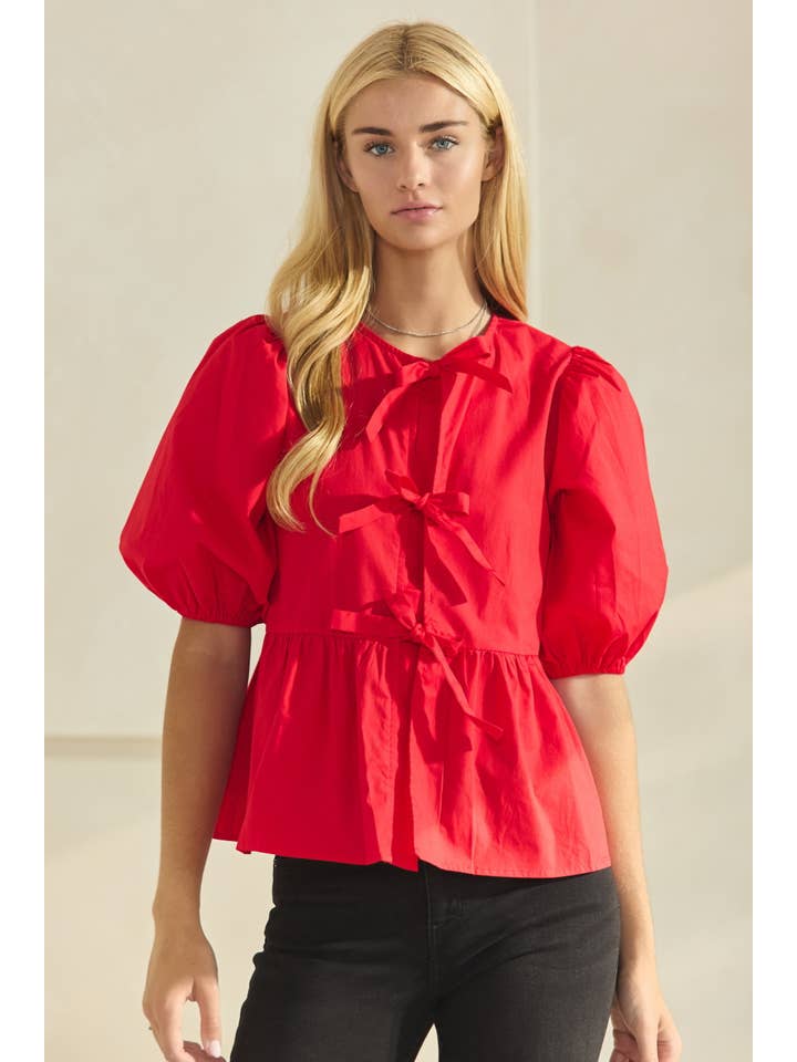 Oddi - Wholesale Blouse - Women's - Solid Cotton Poplin Front Tie Ribbon Blouse20