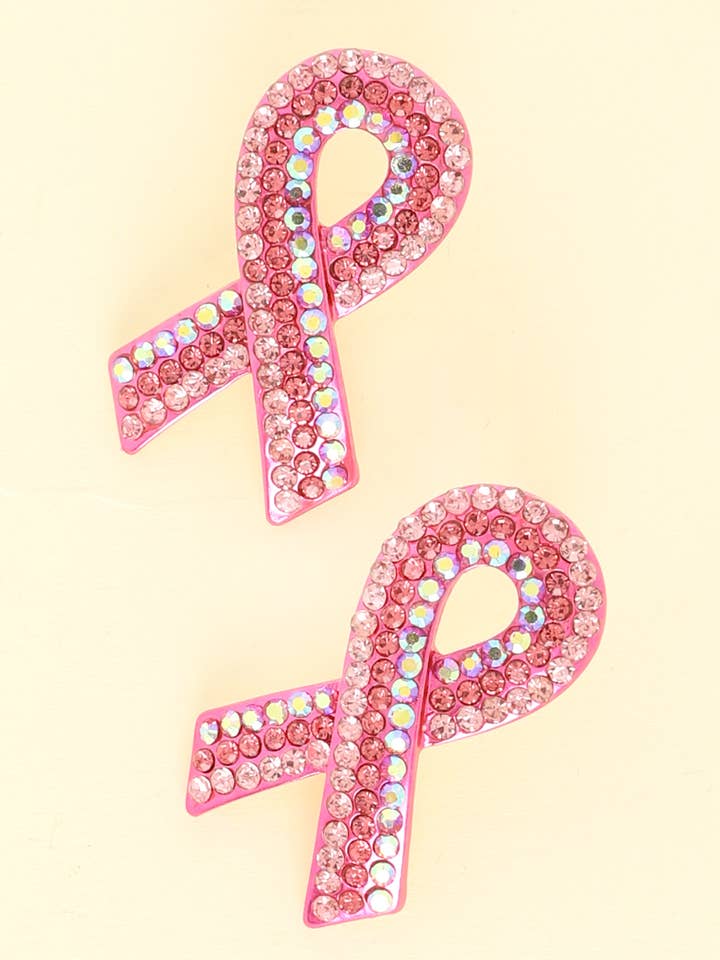 Breast Cancer Awareness Pink Ribbon Earrings for wholesale by SP Sophia Collection