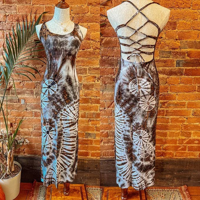 Gardenbelle Shop - Wholesale Dress - Women's - Stretchy Tie Dye Lace Back Maxi Dress