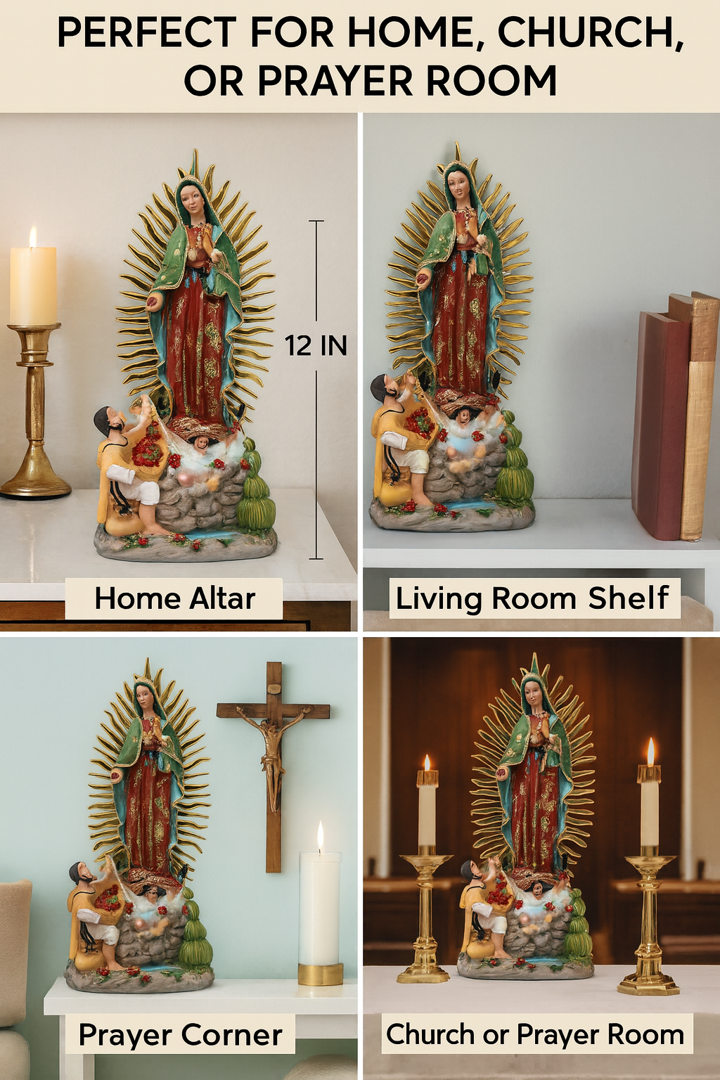 mrcjsales - Wholesale Decorative Figurine - MrcjSales - Our Lady of Guadalupe with Juan Diego Statue | Virgen de Guadalupe con Juan Diego | Multiple Sizes | High-Quality Resin Craft7