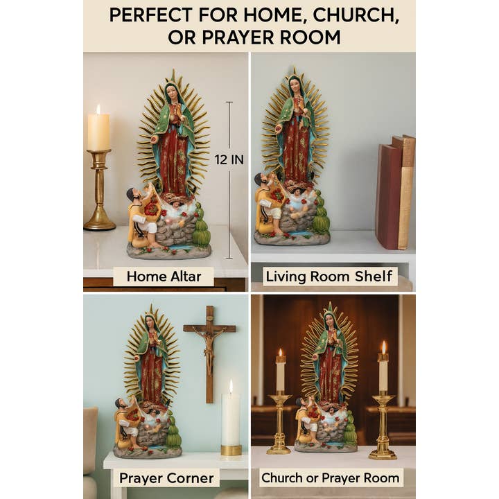mrcjsales - Wholesale Decorative Figurine - MrcjSales - Our Lady of Guadalupe with Juan Diego Statue | Virgen de Guadalupe con Juan Diego | Multiple Sizes | High-Quality Resin Craft7